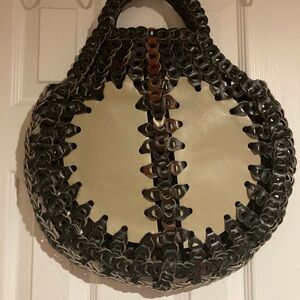 Stylish vintage 70’s Black and Cream Women's leather Bag